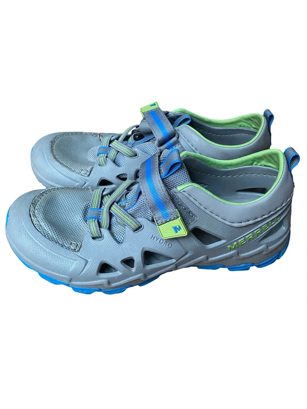 Merrell Hydro boys’ 2.0 quick drying grip sole green and gray sandals size 4M